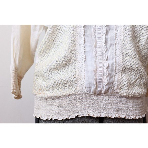 Vintage 70’s Cotton Lace Blouse Adree Gaye OffWhite - Picture 8 of 10